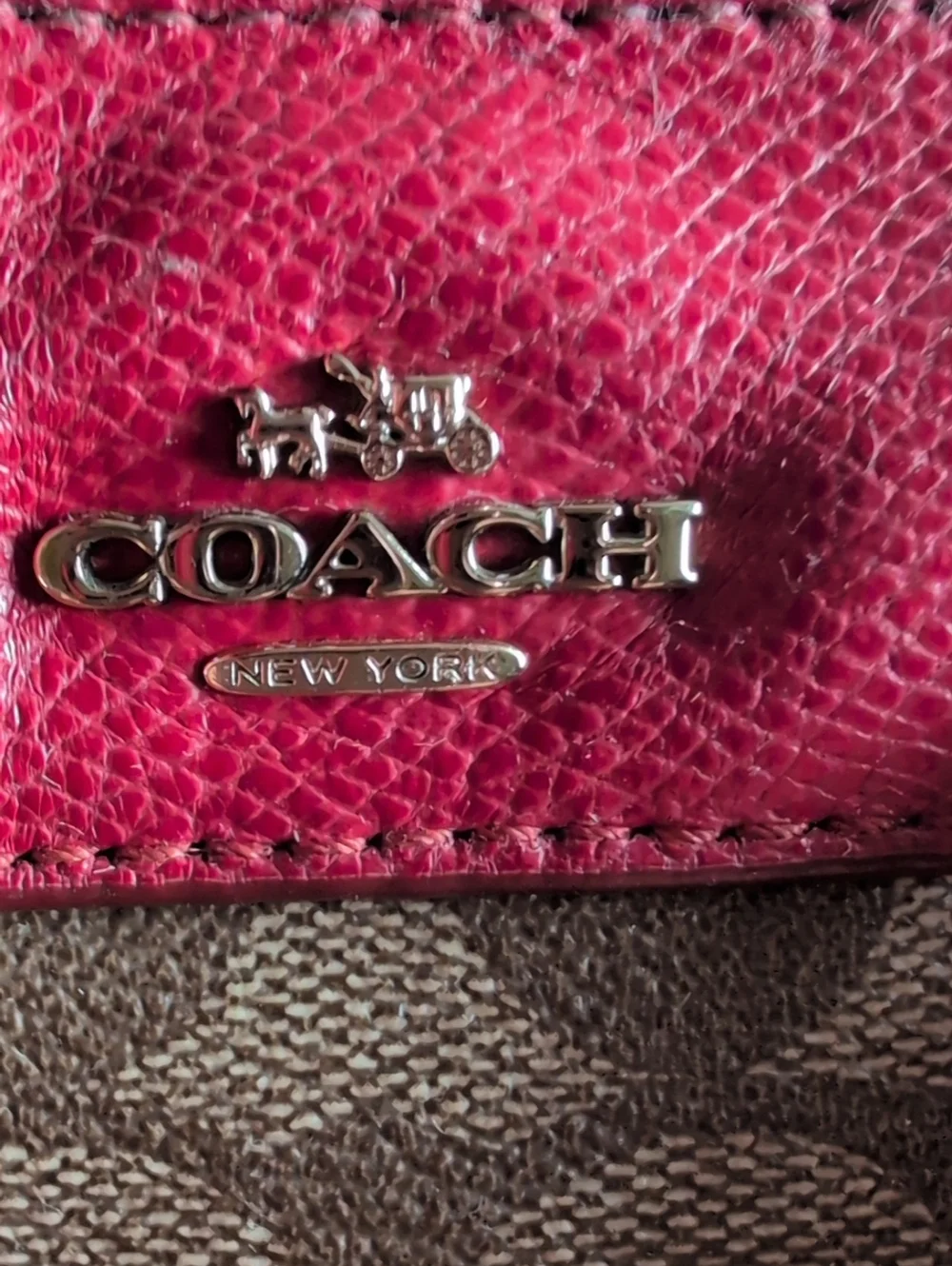 Coach Brown Signature Canvas Satchel with Red Trim - Pre 1994